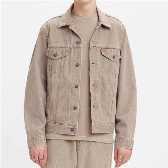 [M]Levi Strauss Brown Vintage Fit Denim Jean Trucker Jacket - Picture 1 of 9